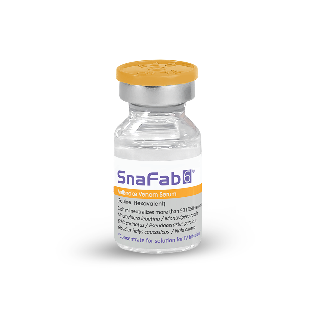 SnaFab Vial (Hexavalent, Equine, Antisnake Venom Serum) - اسنافب شش ظرفیتی و اسبی - پادزهر مار - پادرا سرم البرز - Padra Serum Alborz
